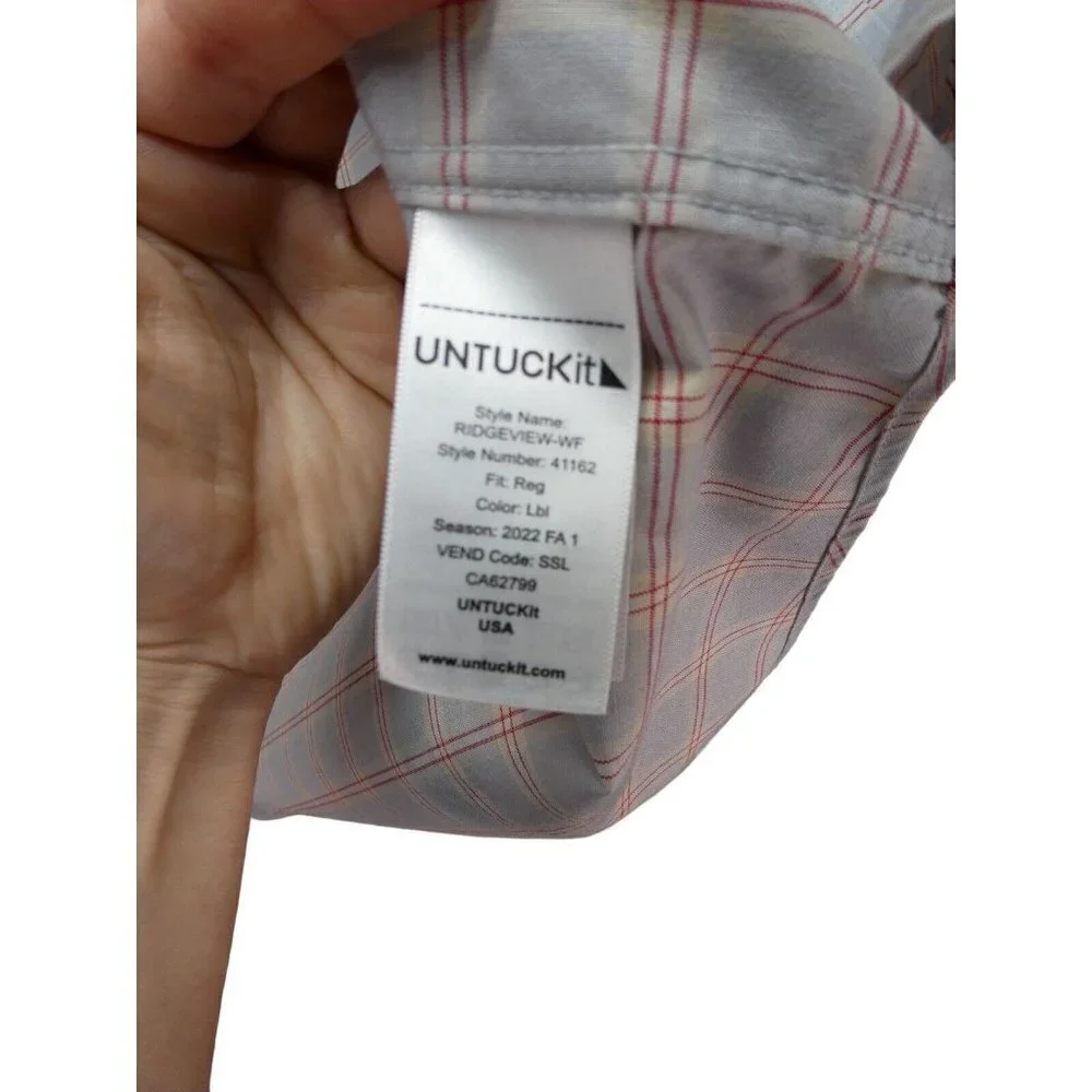 UNTUCKit Shirt Mens Size L Long Sleeve Wrinkle Free Button Up Plaid Ridgeview WF - Picture 4 of 10